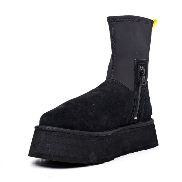 UGG Women Classic Dipper Black Suede Winter Ankle Boots size 10 - Picture 3 of 9